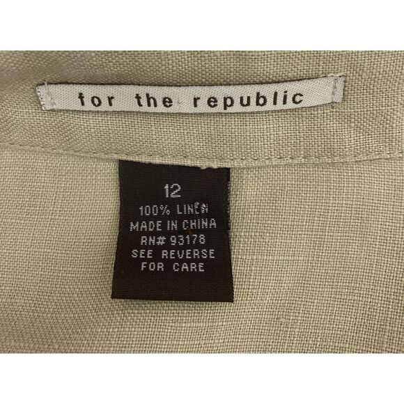 For The Republic Linen Blazer 12 Open Front Tan Pockets Casual Lightweight - Picture 12 of 13